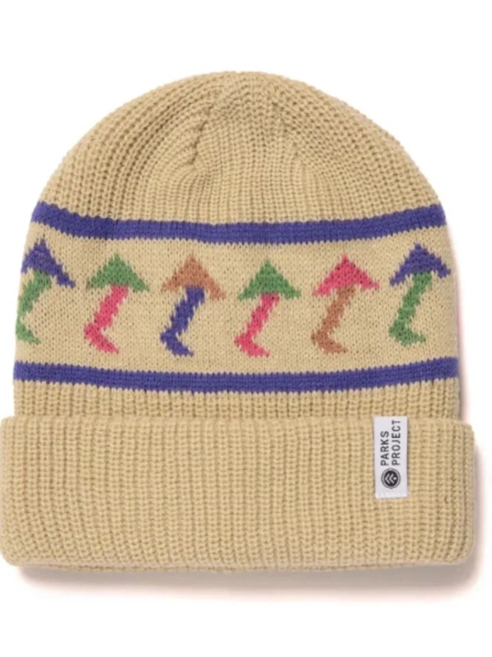 Parks Project mushroom Beige Beanie with Multicolor Arrow Motif new with tags